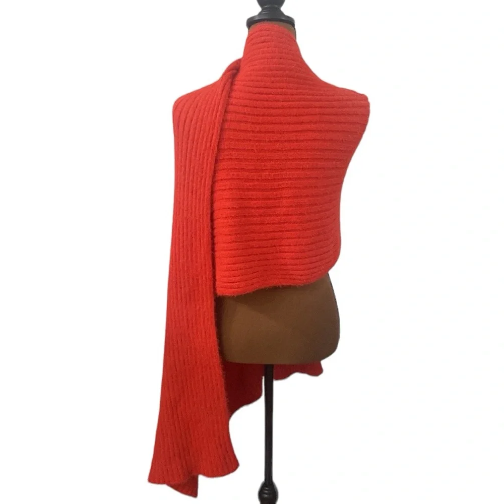 Mersea Chalet plush ribbed knit long scarf in Aperol